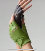 Ines Vintage - Fingerless Fashion Leather Driving Gloves