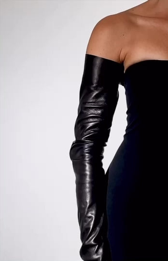 Signature long leather gloves