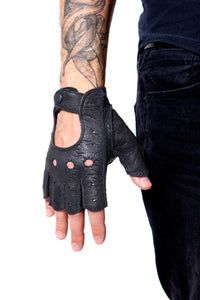 Black Genuine Peccary Driving Gloves for Gentleman by Ines Gloves