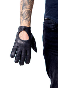 Black Unlined Peccary Unlined gloves for men by Ines