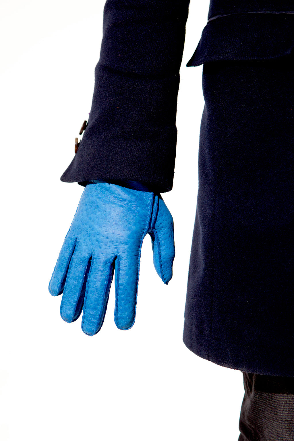 Blue Peccary Leather Gloves for man by Ines Gloves