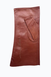 Short Fingerless Leather Fashion Gloves in Brown Leather by Ines