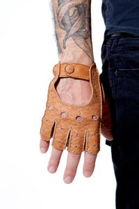 Cork  Fingerless Peccary Driving Gloves for Gentleman by Ines Gloves
