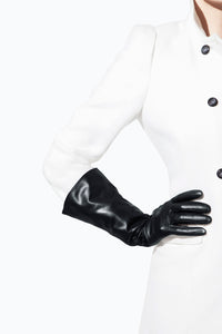 Black Gauntlet leather gloves by Ines