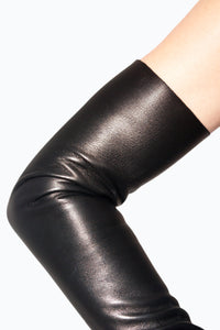 Stretch Fetish Black Long Leather Gloves by Ines