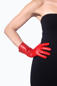 Classic Elegant Red Leather Gloves by Ines 