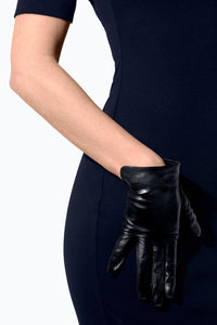 black short unlined gloves by Ines