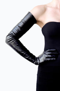 Signature long leather gloves