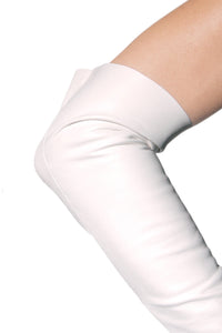 Detail fo white Elegant Long Leather Gloves by Ines