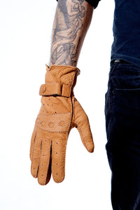 Cork Unlined Peccary Motorcycle Driving Gloves for Gentlemen by Ines